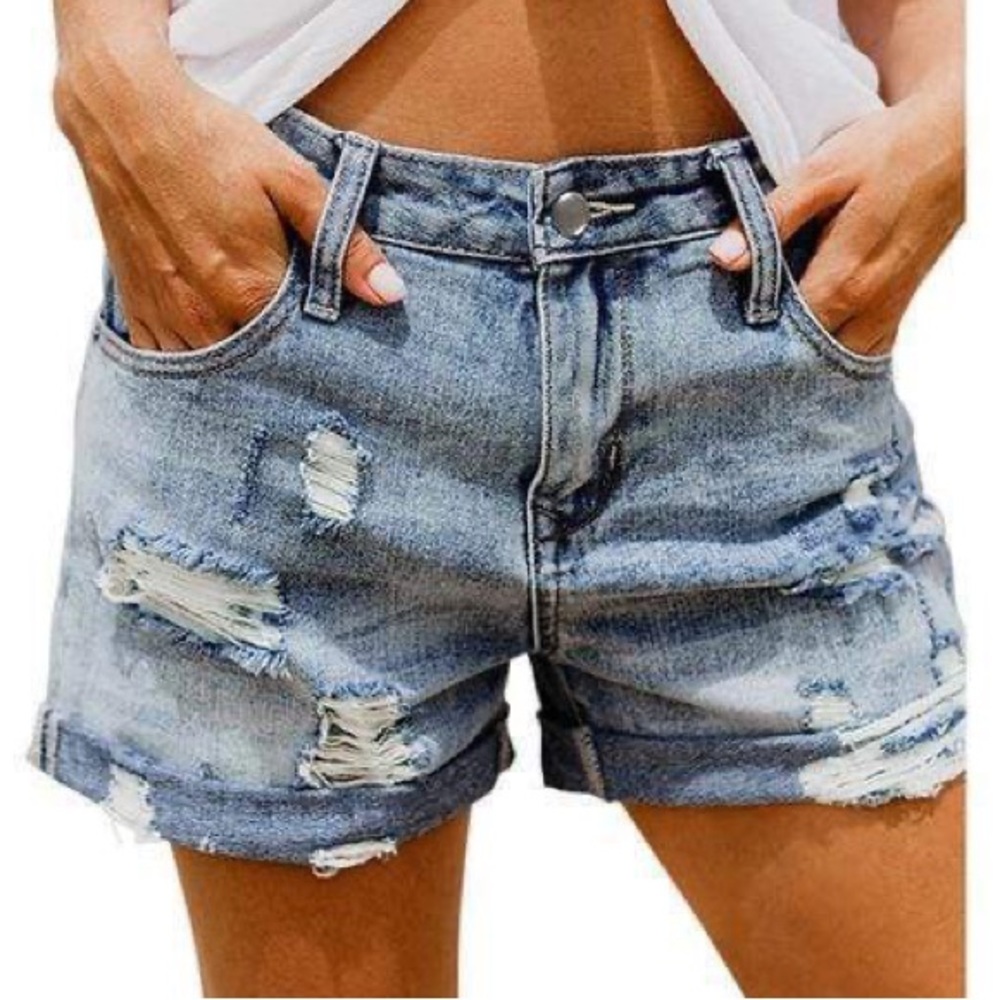 Blank Paige Denim Collection Distressed Boyfriend Denim Shorts Large NWT